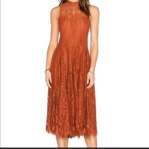 Free People Angel Rays Lace Trapeze Midi Dress